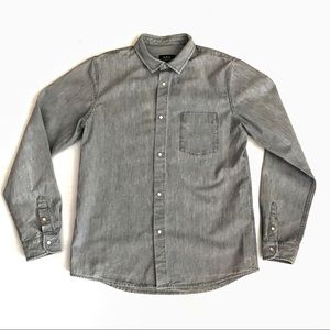 APC Concrete Gray Rue Madame Heavy Denim Button Up